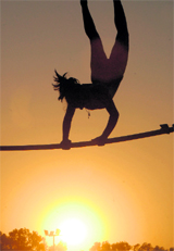 A gymnast in action during the 55th National School Games in Sector 7, Chandigarh, on Monday. 