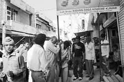 MC officials remove encroachments at a market in Rajpura on Monday.