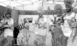 A bhangra team perfroms during the Kurukshetra University Zonal Youth Festival at SA Jain College, Ambala City.