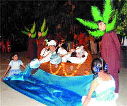 Children of Senior Study School perform at silver jubilee celebration on the school premises in Amritsar.