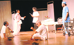 A scene from the play Brief Candle, which was staged at the Tagore Theatre in Chandigarh