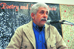Naseeruddin Shah recites poems at a cultural evening in Srinagar.