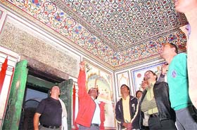 A team of ASI officers examines the restoration work at Jhanda Sahib in Dehradun