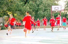 A match in the Tek Chand Memorial Girls U-12 Basketball Tournament in progress at Dehradun