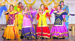 College girls perform giddha on the last day of the youth fest in Khanna