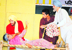 Students perform a Punjabi play on the second day of the inter-zonal youth festival at Punjabi University, Patiala,