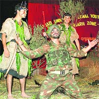 A play Mitti Da Bawa being staged during the Youth and Heritage Festival at GGDSD College, Sector 32, in Chandigarh