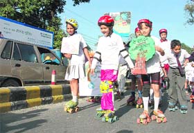 Roller-skaters take out a rally in Dehradun