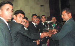 Members of Partap House of the RIMC with the Inter-Section Quiz trophy