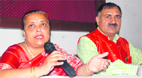 Dr Pratibha Saini addresses mediapersons in Dehradun
