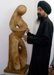 Narinder Singh with his creation. Photo: Vishal Kumar