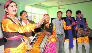 Folk artistes from Nainital at a training workshop in Dehradun.