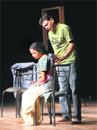 Artistes stage the play Be-Libaas  at the Tagore Theatre, Chandigarh, on Saturday.