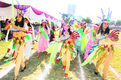 Students of St Judes School take part in a colourful parade at the annual sports and athletic meet in Dehradun on Saturday.