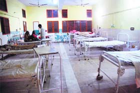 A deserted view of a ward of the trauma centre in Karnal