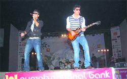 Pakistani band Jal performs during RockNight at Thomso-09 in Roorkee