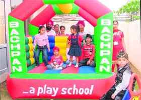 Tiny tots enjoy at the inauguration of a playway school in Ludhiana