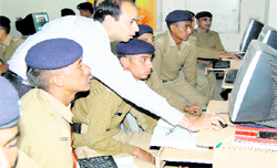 State police personnel get computer education under a scheme of the state government in Haridwar