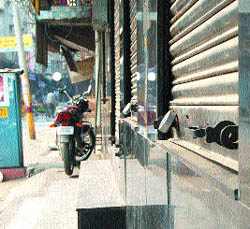 Shops in Amritsar lie locked up during the bandh on Tuesday.