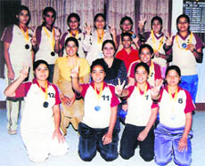 The Khalsa College for Women team that won a bronze medal in the PU Kabaddi Championship.