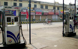 A view of a deserted road during a bandh organised by Sikh organisations in Bathinda on Tuesday to protest against the delay in delivery of justice to the victims of the 1984 anti-Sikh riots