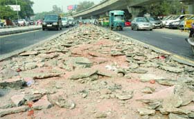 A view of the BRT stretch at Moolchand in New Delhi