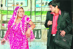 A team from the PG Centre, Shimla, staging a play on the inaugural day of the HPU youth festival at Postgraduate College, Mandi, on Wednesday.