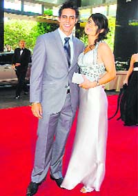 Mitchell Johnson with his girlfriend Jessica Bratich