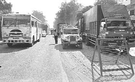 A view of sale tax barrier at Zirkapur-Chandigarh highway
