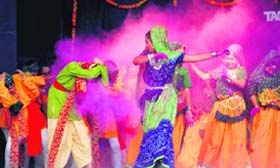 Students of Tagore Bal Niketan Senior Secondary School perform during the annual day function in Karnal