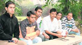 NCC cadets of Ludhiana colleges who were sent back from National Integration Camp in Bharatpur.
