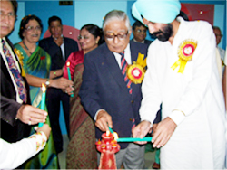 Editor-in-chief of The Tribune group of newspapers HK Dua lights the ceremonial lamp at the inauguration of the 51st Panjab University Inter Zonal Youth and Heritage Festival in Ferozepur on Thursday. PU VC Prof RC Sobti and PPCC general secretary Parminder Singh Pinki were also present on the occasion.