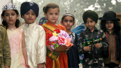 Kids of St. Xaviers School, Bathinda, taking part in a fancy dress competition held on school premises