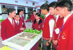 Students at the National Children Science Congress at Jaswant Modern School in Dehradun on Friday. 