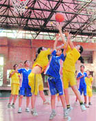 Players attempt a basket in the Council Inter-School Basketball Tournament in Dehradun on friday. 