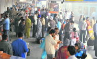 Frustrated passengers stranded at the Ludhiana railway station