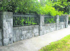 Interesting use of stone & wrought iron grills.