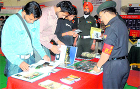 Students of DAV College at the Army Career Exhibition-2009 in Chandigarh on Saturday.