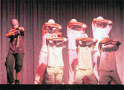 Students of St Josephs Academy present a stage show during the cultural fest in Dehradun on Saturday.