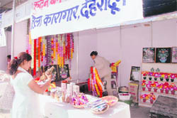 A stall put up at Saras Mela sells products made by Sudhowala Jail inmates in Dehradun. 