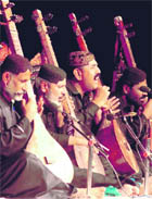 An artiste performs during the SAARC Folklore Festival at the Tagore Theatre in Chandigarh on Sunday.