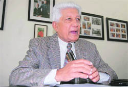 Air Marshal BD Jayal (retd), Chairman, Raphael Ryder Cheshire international Center, addresses mediapersons in Dehradun. 