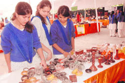 Welham Girl students at Kar Kamal, an exhibition of handicarfts, in Dehradun on Sunday. 