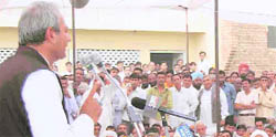 Chief Parliamentary Secretary Prahlad Singh Gillankhera at a civic reception in Fatehabad on Sunday.
