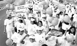 A walk organised by charity organisation Kadam to create awareness about diabetes, in Ahmedabad on Sunday.