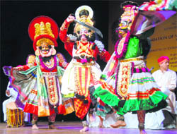 Artistes perform during the SAARC  Folklore Festival at Tagore Theatre, Sector 18, in Chandigarh on Monday. 