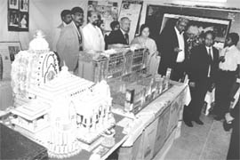 KVS Commissioner RL Jamuda takes a round of a science exhibition at Kendriya Vidyalaya in Ambala Cantt on Monday.