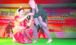 Theatre artistes Tom Altar and Sharmili Ganguli depict the state of the Ganga through a ballet performance in Haridwa