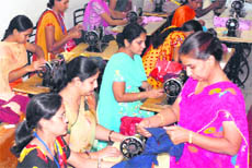Women learn dress designing at the Jindals skill development centre in Hisar.