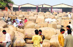 Parcels lie scattered all over the parcel office at the railway station in Ludhiana.